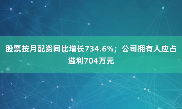 股票按月配资同比增长734.6%；公司拥有人应占溢利704万元